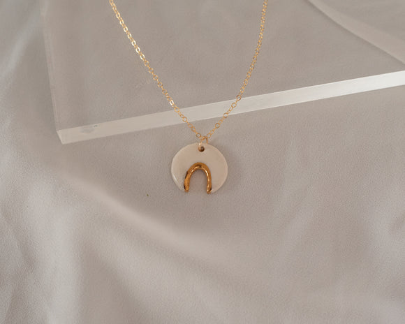 Porcelain Necklace with Gold Detail