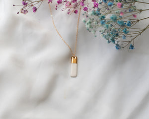 White Porcelain Necklace with Gold Detail