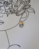 Blue Floral and Gold Porcelain Drop Earrings