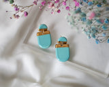 Turquoise and Gold Porcelain Drop Earrings