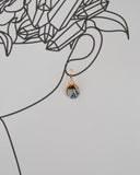 Porcelain and Gold Blue Floral Drop Earrings with Gold Huggie Hoops