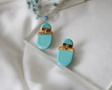 Turquoise and Gold Porcelain Drop Earrings