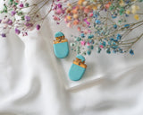 Turquoise and Gold Porcelain Drop Earrings