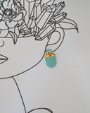 Turquoise and Gold Porcelain Drop Earrings