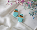Turquoise and Gold Porcelain Drop Earrings