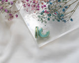 Porcelain and Gold Light Turquoise 3/4 Hoop Earrings