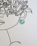 Porcelain and Gold Turquoise 3/4 Hoop Earrings