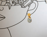 Porcelain and Gold Blue Floral Teardrop Drop Earrings