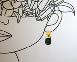 Porcelain and Gold Green Teardrop Drop Earrings