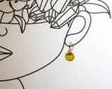 Porcelain and Gold Neon Green Drop Earrings with Gold Huggie Hoops