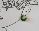 Porcelain, Gold and Green 3/4 Hoop Earrings