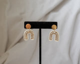 Porcelain and Gold White Drop Arch Earrings