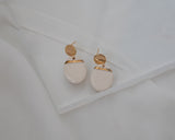 White and Gold Porcelain Oval Drop Earrings