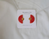 Porcelain Red and Gold Fan Studs.