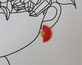 Porcelain Red and Gold Fan Studs.