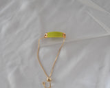 Neon Green and Gold Adjustable Porcelain Bracelet