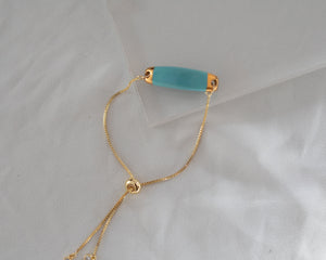 Turquoise and Gold Adjustable Porcelain Bracelet