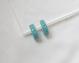 Porcelain and Gold Turquoise 3/4 Hoop Earrings