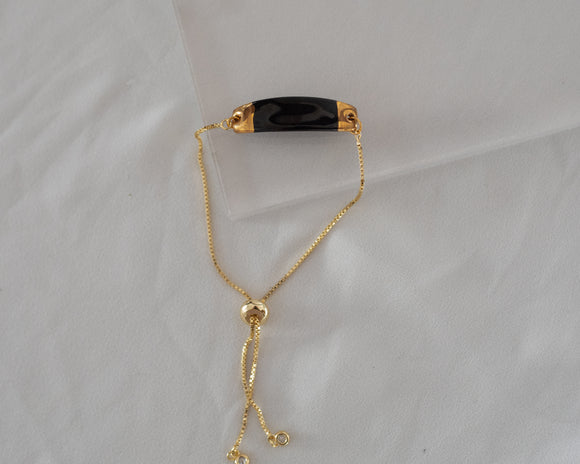 Black and Gold Adjustable Porcelain Bracelet