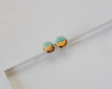 Gold and Porcelain Light Turquoise Mini Circle Studs