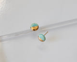 Gold and Porcelain Light Turquoise Mini Circle Studs