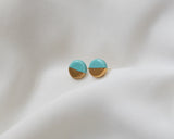 Gold and Porcelain Turquoise Mini Circle Studs