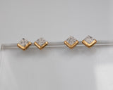 Gold and Porcelain Black Speckled Square Studs
