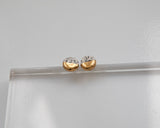 Gold and Porcelain Black Speckled Mini Circle Studs.