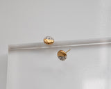 Gold and Porcelain Black Speckled Mini Circle Studs.