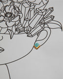 Gold and Porcelain Turquoise Square Studs