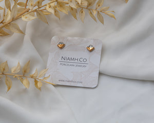 Porcelain and Gold Black Speckled Mini Square Studs