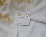 Gold and Porcelain Black Speckled Square Studs