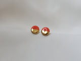 Gold and Porcelain Red Mini Circle Studs - Niamh.Co