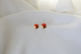 Gold and Porcelain Red Mini Circle Studs - Niamh.Co